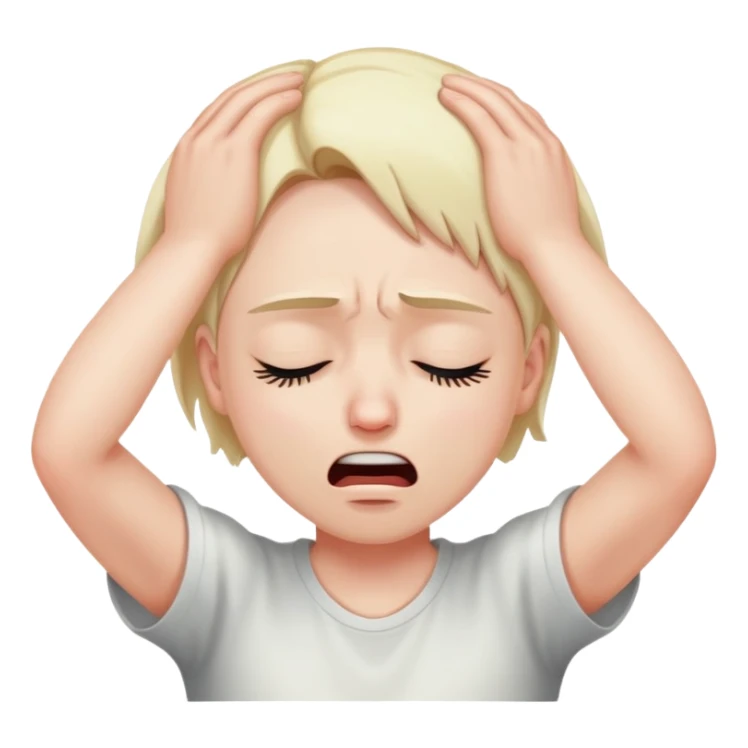 Face clutching head in agony and pain sticker