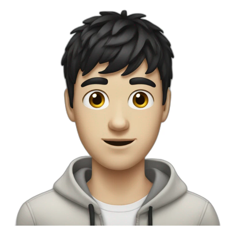realistic white teenager guy with black bangs sticker
