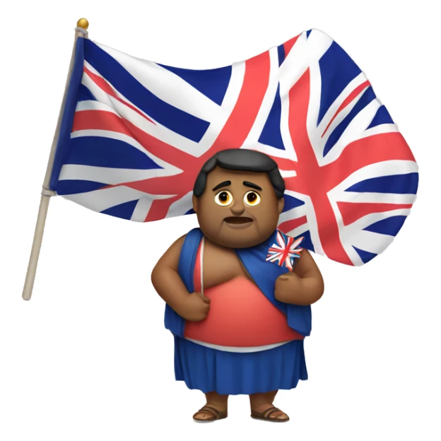 fat indian man holding big british flag  sticker