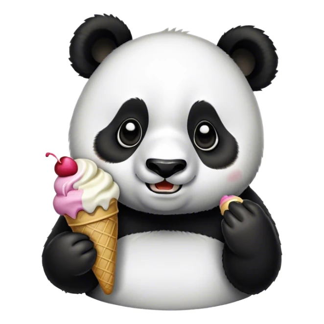 Panda eating ice cream sticker