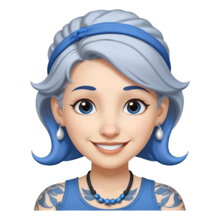white-gray haired heavy blue tattooed head accessory big nose young girl sticker