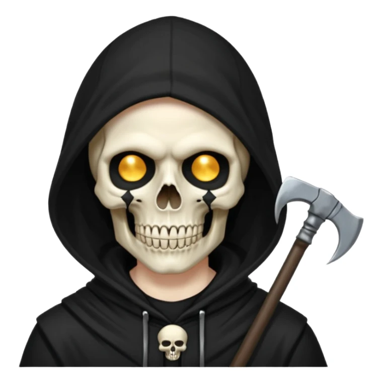 zoomed black hood skull scythe sticker