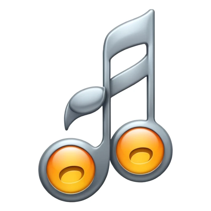 music note with a chromic metal texture, no gold sticker