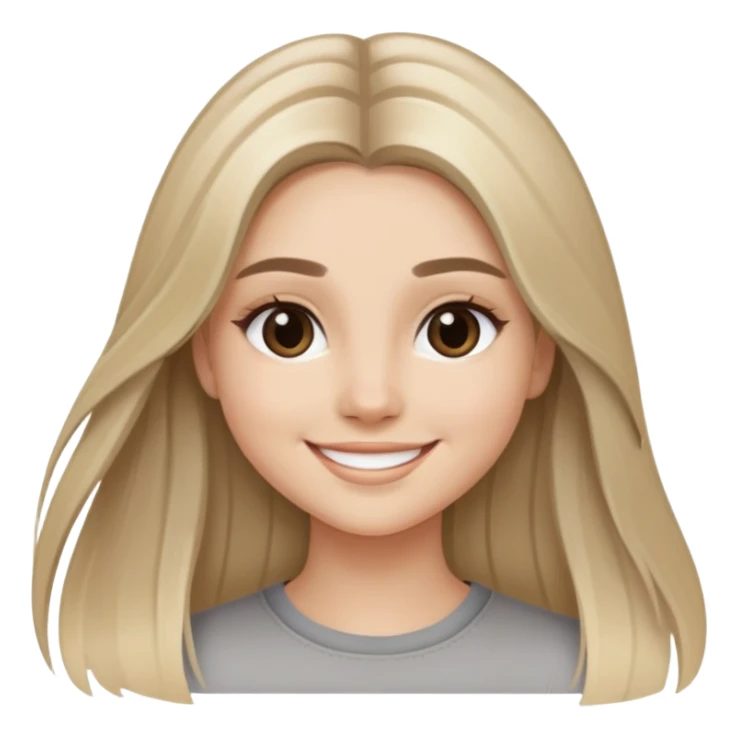 girl with long hair ash blonde balayage straight eyebrows smiling  sticker