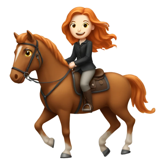 A ginger girl riding a horse sticker