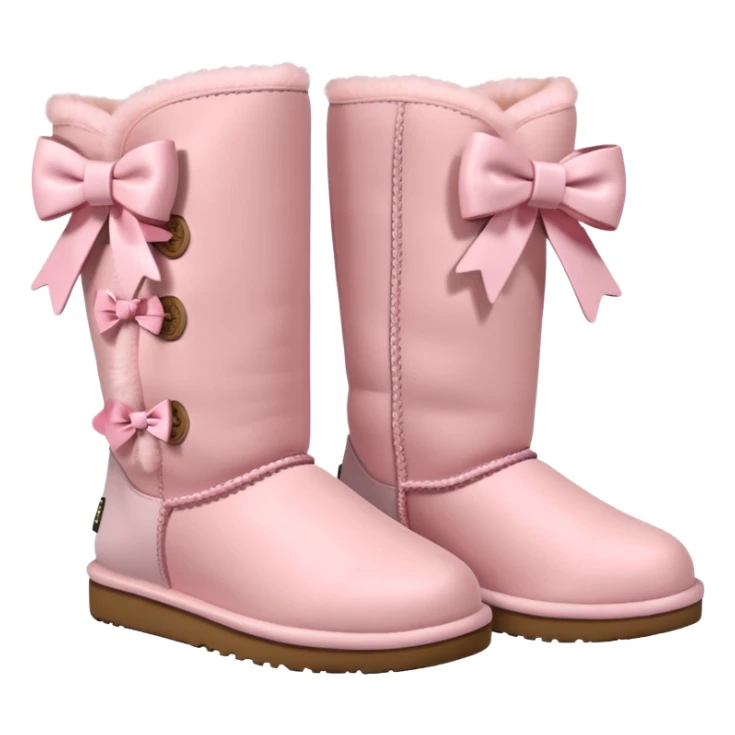 realistic pastel pink uggs with bows on the back, shoes facing the same way sticker