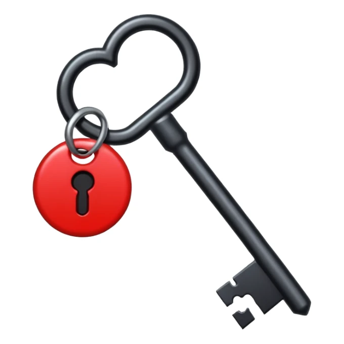 iOS sticker, dark key, black metal, red hole, minimal sticker
