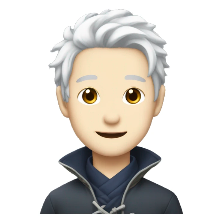 Satoru gojo, hidden eyes, white hairs ,cute smile, blushy cheeks. sticker