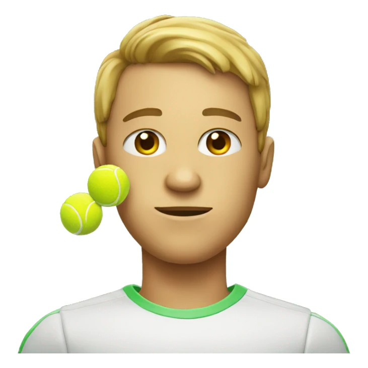 Person with a tennis ball in his head sticker