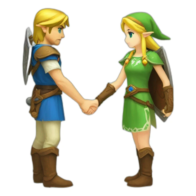 Link and Zelda holding hands (Tears of the Kingdom) sticker