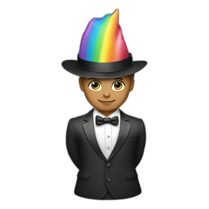 Posh-boy-with-suit-and-rainbow-unicorn-hat sticker