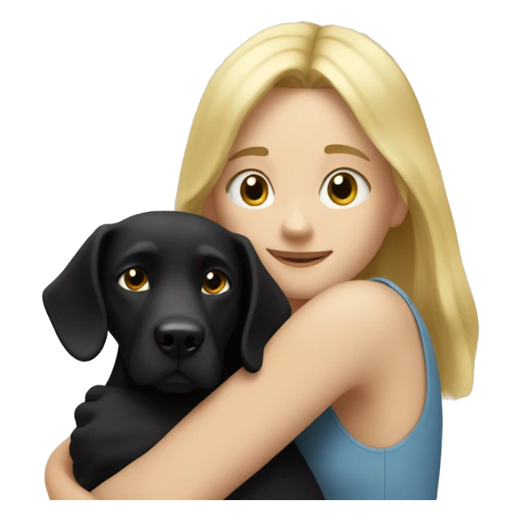 Blonde Girl hugs black dog sticker