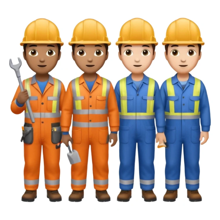 group of multiracial railway engineer standing full body sticker