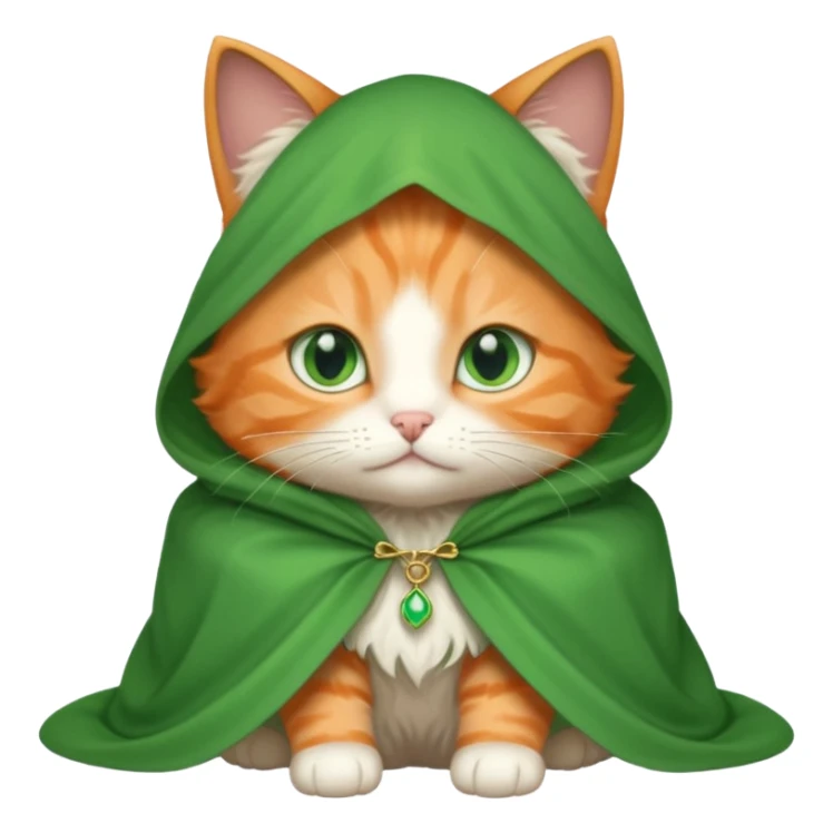 baby orange cat green eyes, in magic white cloak sticker