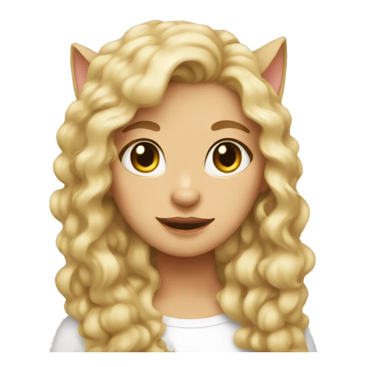 Blonde cat with brunette curly girl  sticker