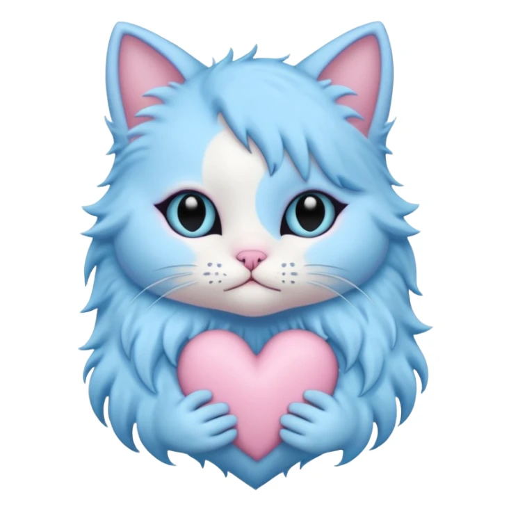 pastel goth heart with baby blue cat sticker