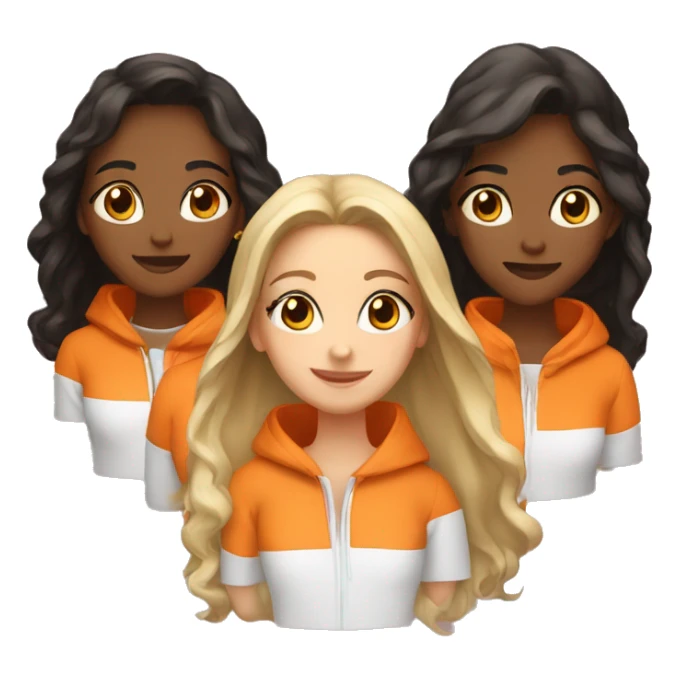 4 girls in orange hoodies  sticker