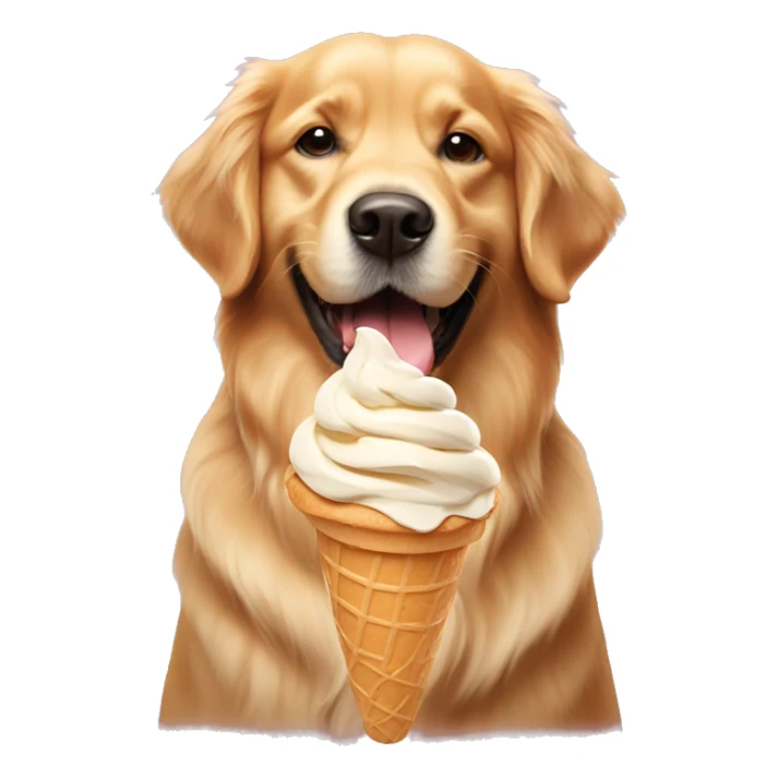 golden retriever with ice cream cone  sticker