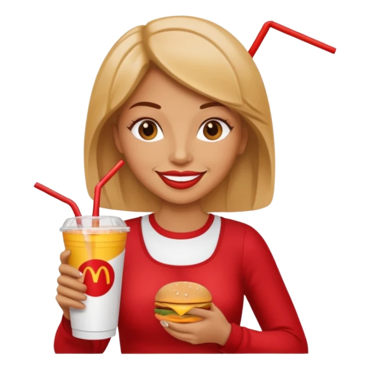 a woman holding fastfood drink sticker