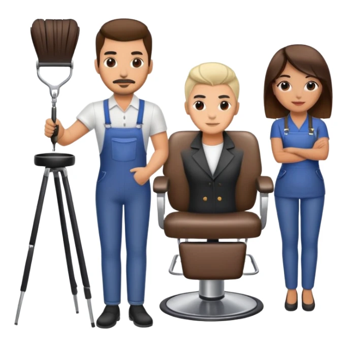 Hispanic hairstylist standing behind stylist chair sticker