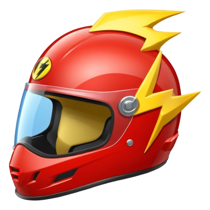 cartoon racing helmet with a lightning bolt and side attachments sticker