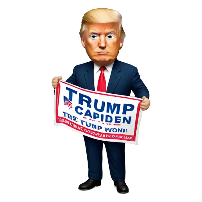 Trump holding campaign poster sticker