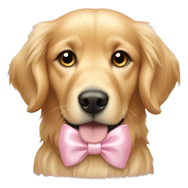 golden retriever with light pink bows in hair sticker