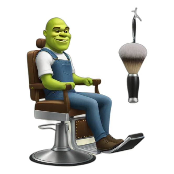 Shrek on chair and barber sticker