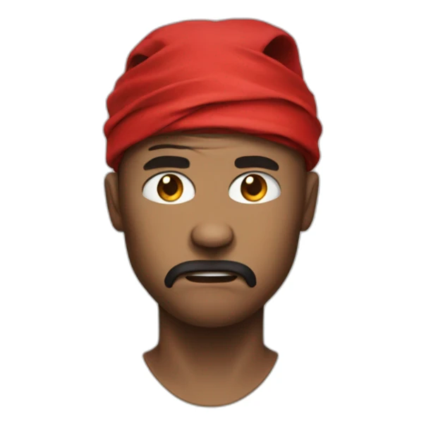 angry man with red bandanna on his head sticker