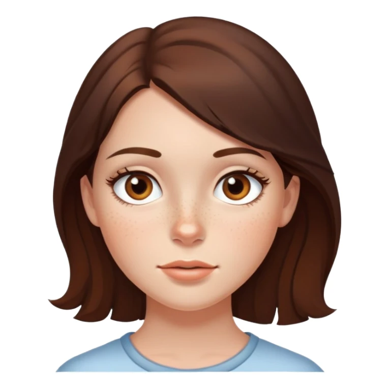 Brunette girl with freckles with brown eyes,white  sticker
