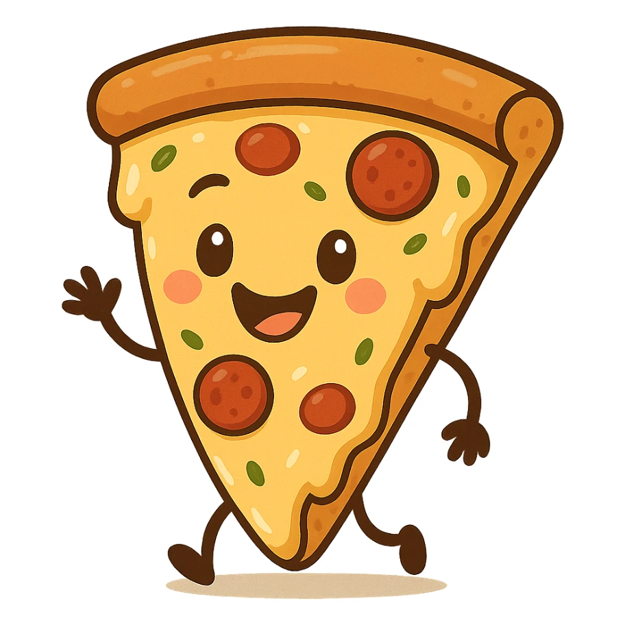 happy slice of pizza, general style, cheerful and inviting sticker