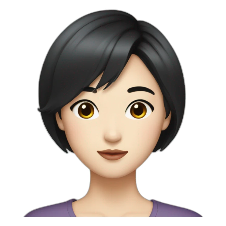 Japanese female with short black hair natural make up sticker