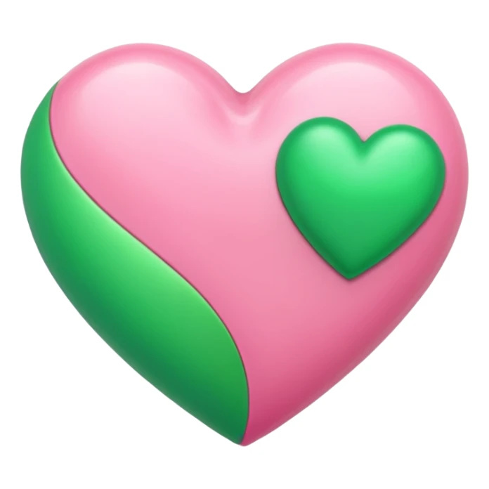 Pink heart with smaller green heart sticker