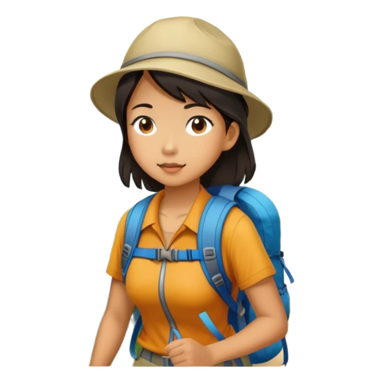 Hiking Asian girl  sticker