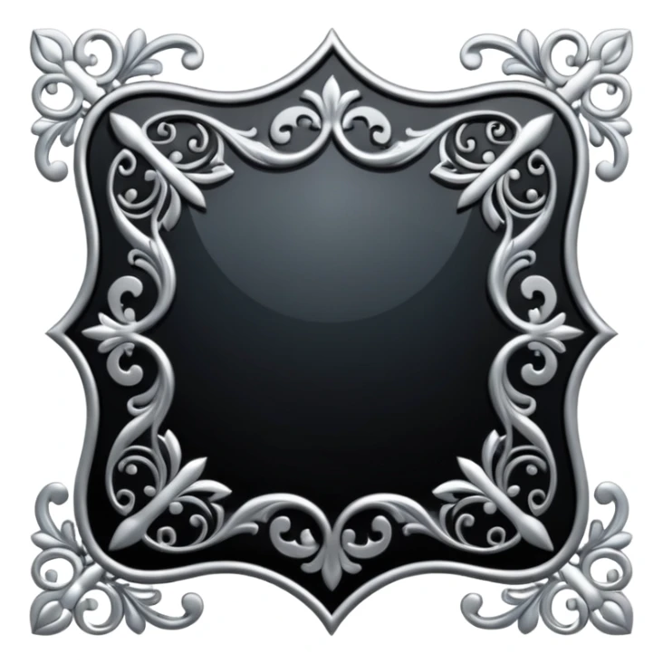 Black and silver filigree corner, 3D, extremely detailed design sticker