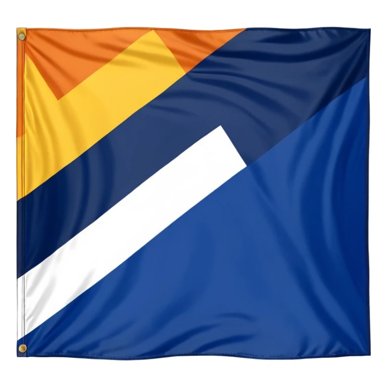 A flag whit darkblue, blue, white, yellow and orange and has 5 stripes white in the middle, blue in next to white left, yellow next to white right, orange next to yellow right, dark blue next to blue left sticker