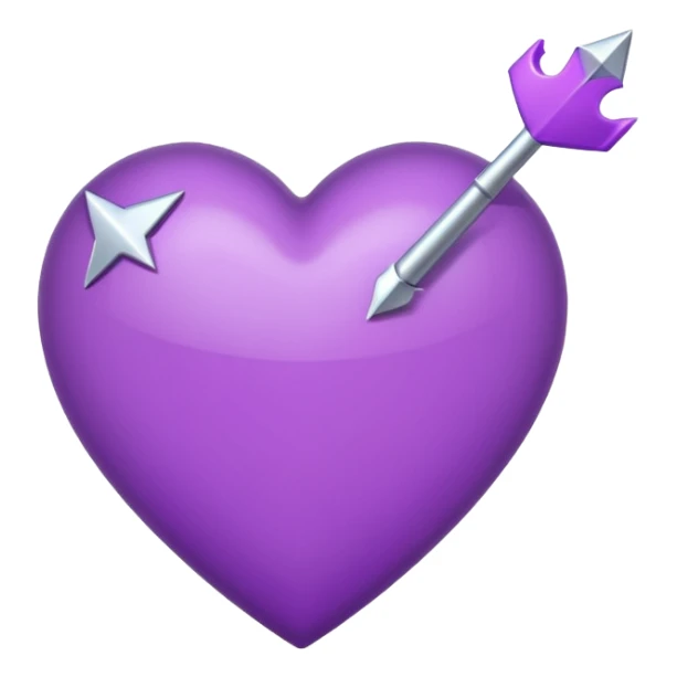 purple heart pierced by a larger arrow, iPhone emoji style sticker