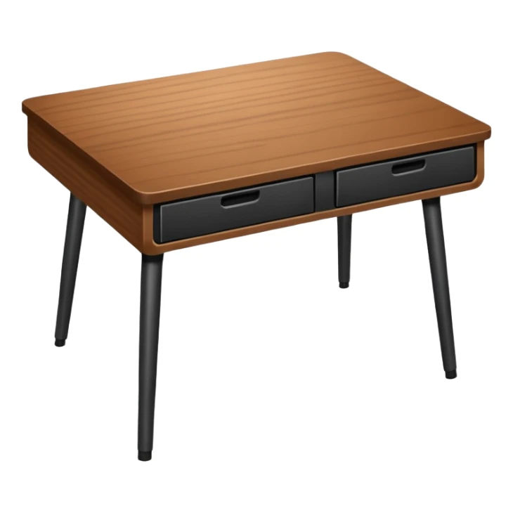 a desk table with 4 black metal legs without any addons, only the table of wood sticker