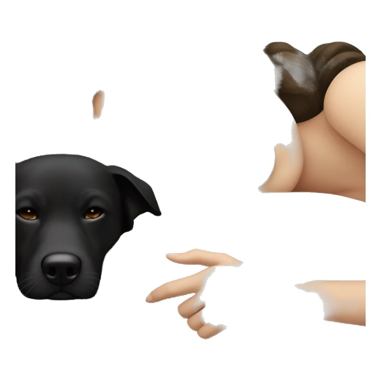 White girl dark brown hair sleeping with black dog sticker