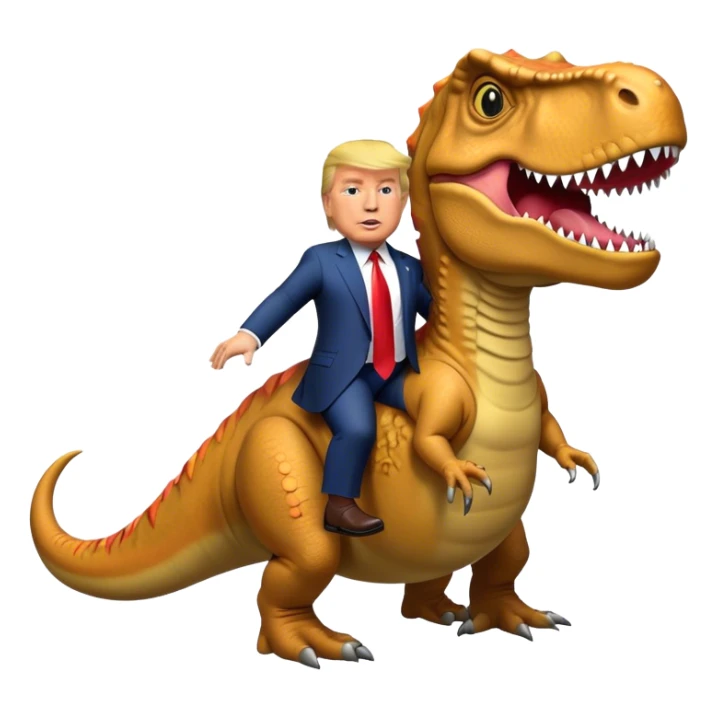 Donald Trump riding wild T-rex sticker
