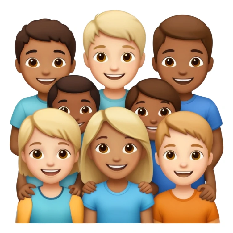 group of children standing together, fun and supportive sticker