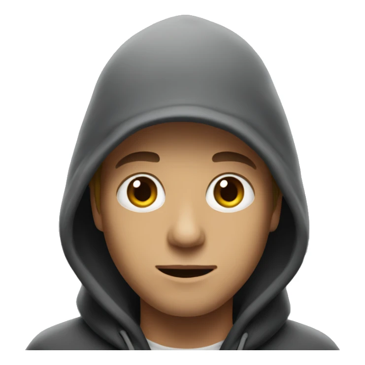 A white guy wearing a black hoodie and a black hat and hoodir. sticker