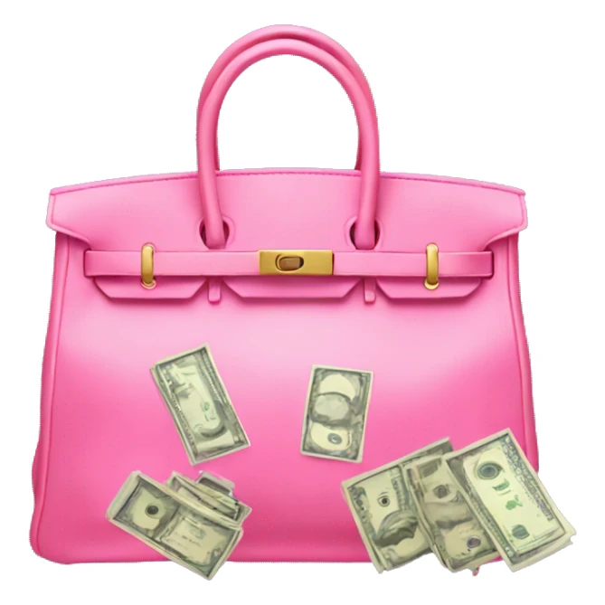 Pink birkin bag full of money sticker