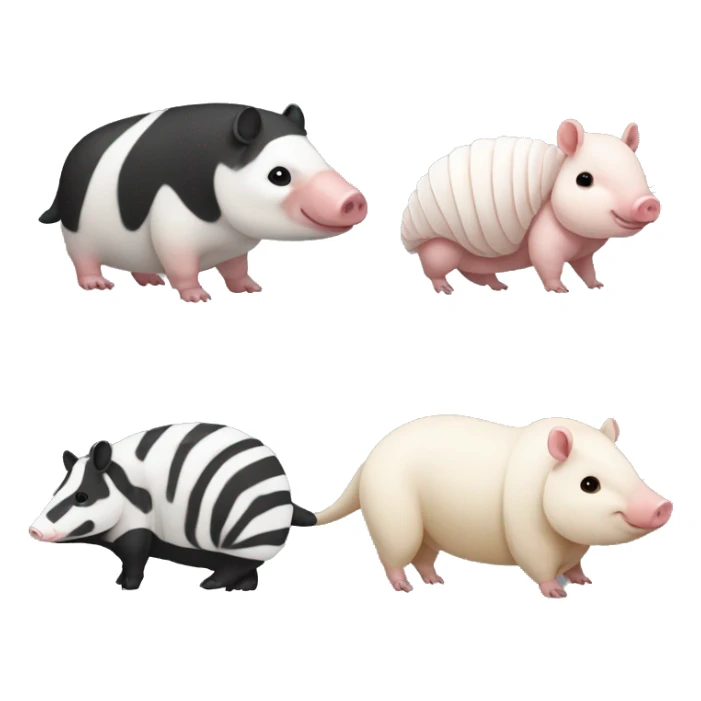 Black and white piebald chubby armadillo pig panda centipede armadillo  sticker