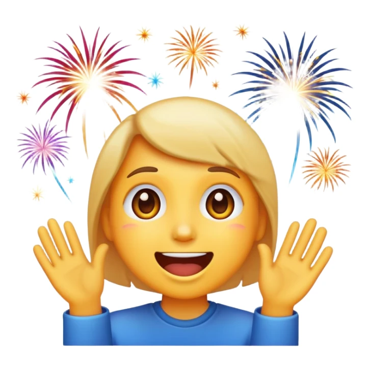 excited classic emoji style face watching fireworks sticker