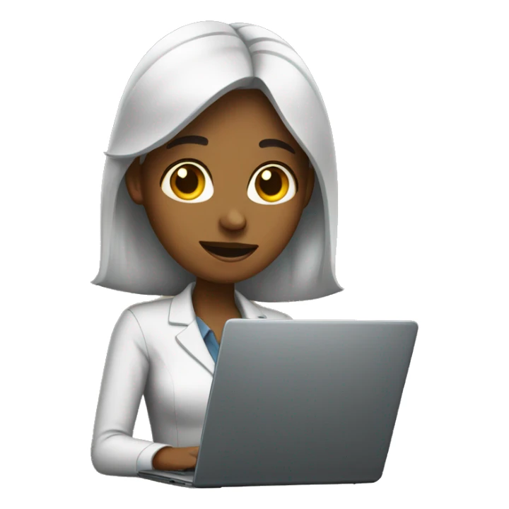 poor office girl with a laptop sticker