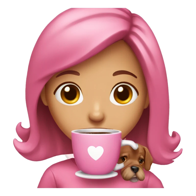 Girl pink coffee and dog  sticker