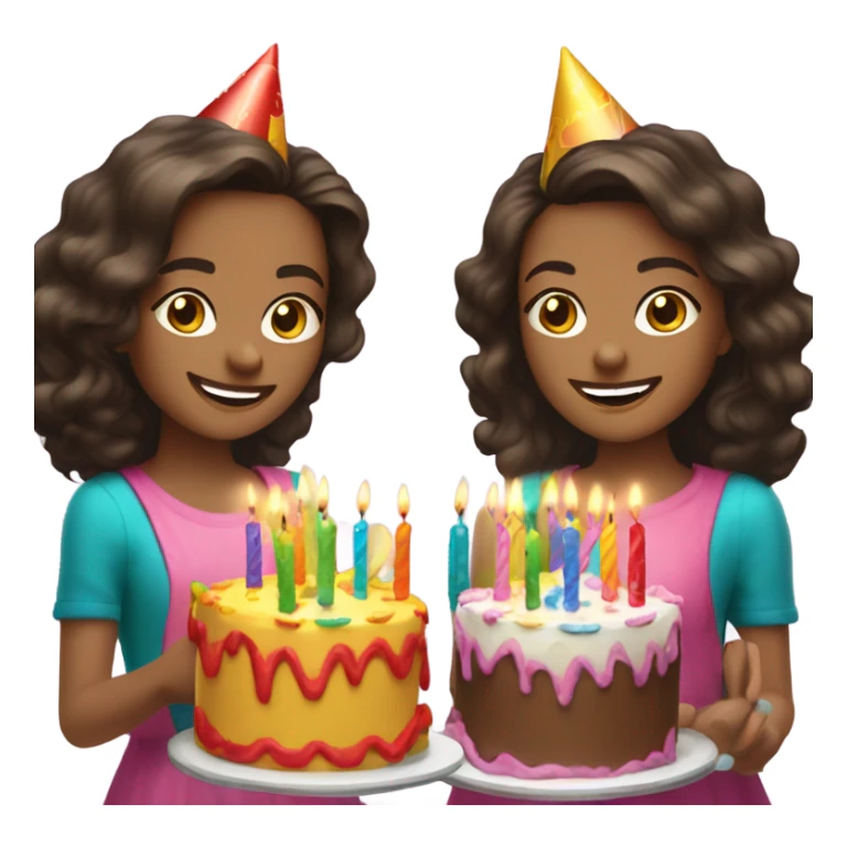 Twin brunettes celebrating their birthday  sticker