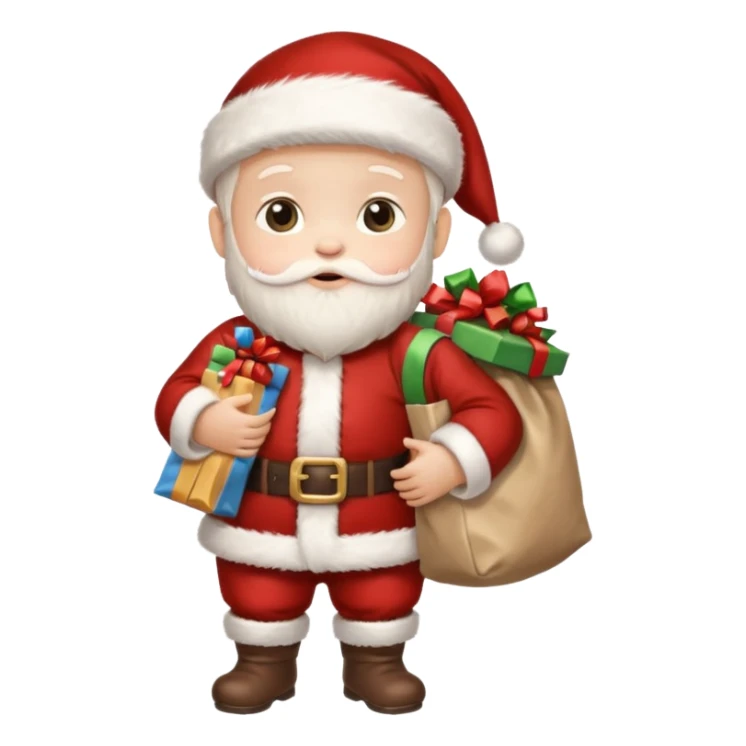 baby Santa Claus is carrying a bag of presents  sticker