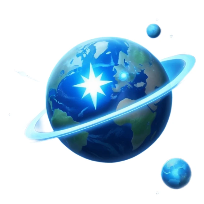 The image is a sci-fi poster with glowing blue text that reads “STAR BLAST.” A bright blue planet or star glows at the bottom, giving the design a futuristic, space-themed look. dont foget the text  sticker